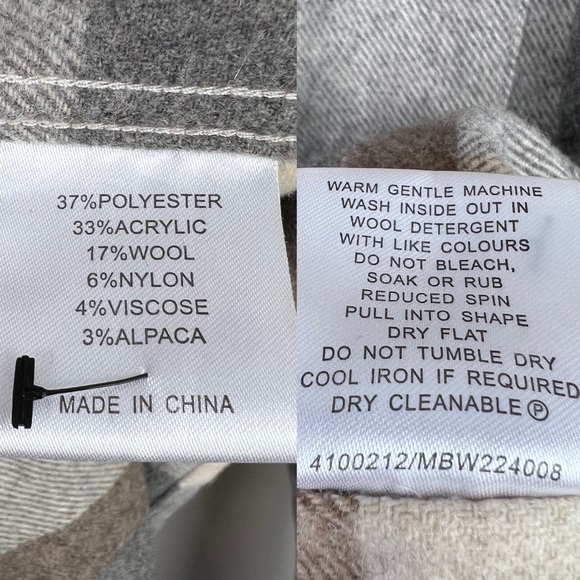 BLAQ Plaid Overshirt Jacket (Shacket) Wool Alpaca Blend Flannel Relaxed Mens XXL - Picture 8 of 11